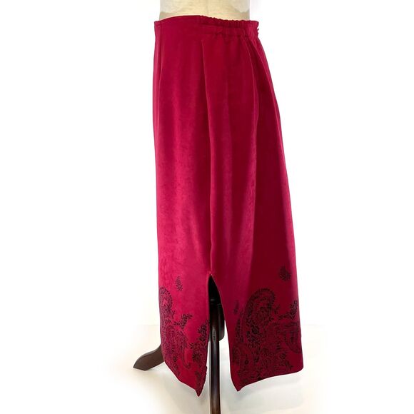 Bold Georgio Fiorlini Plus Midi Skirt 16W Red Black Paisley - Picture 4 of 9